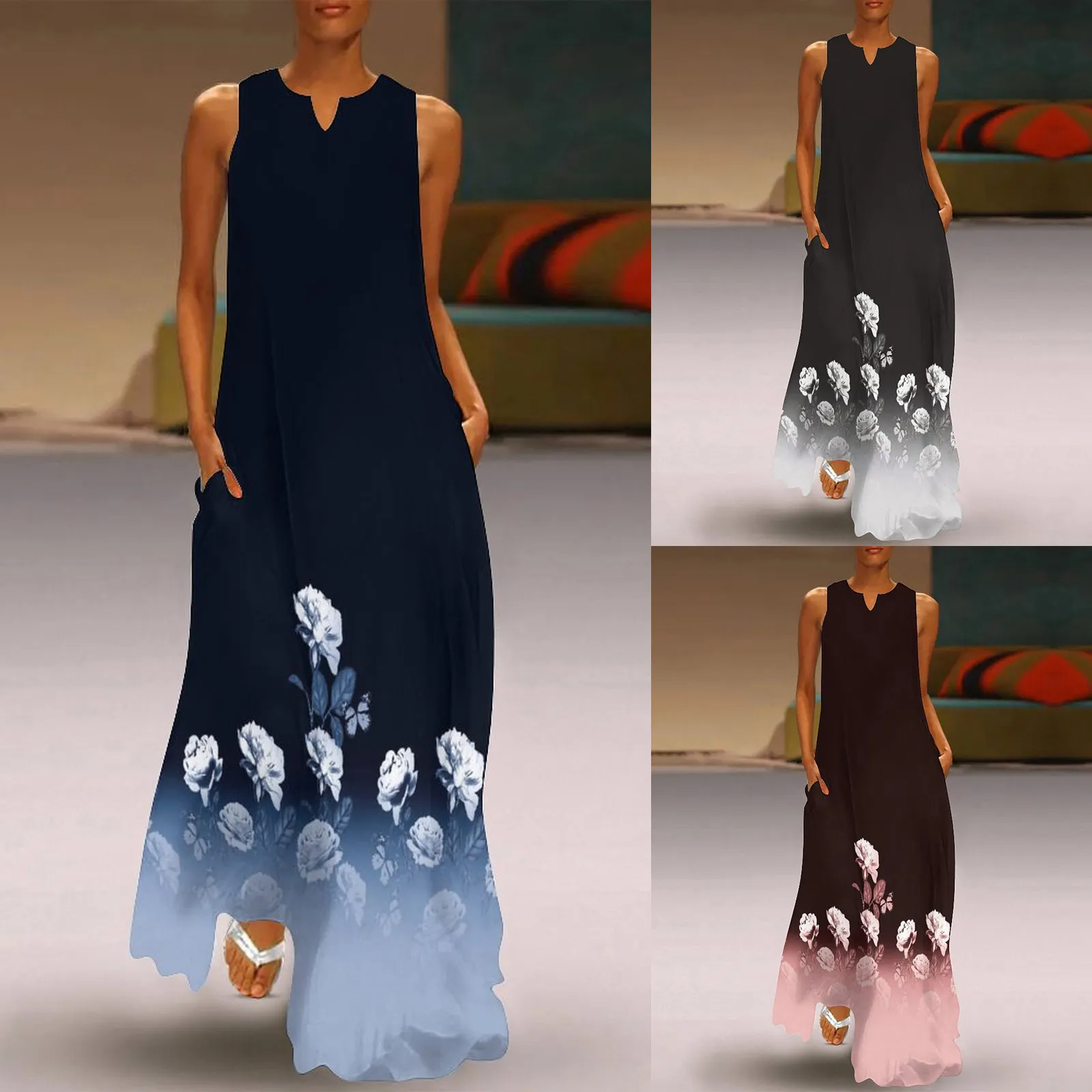 

Womens Top Dress Fashion Maxi Dress For Women Summer Women Casual Loose Elegant Long Dress Sleeveless Split Dressed for Womens