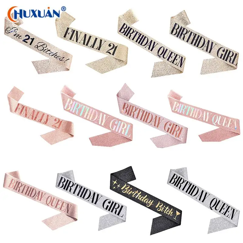 

Birthday Decoration Rose Gold Birthday Queen/Girl Satin Sash With Crystal Crown For Adult Birthday Party Supplies Unique Design