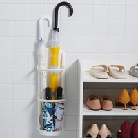 wall mounted umbrella stand punch free umbrella holder shelf standing storage with water collector hook loop mount