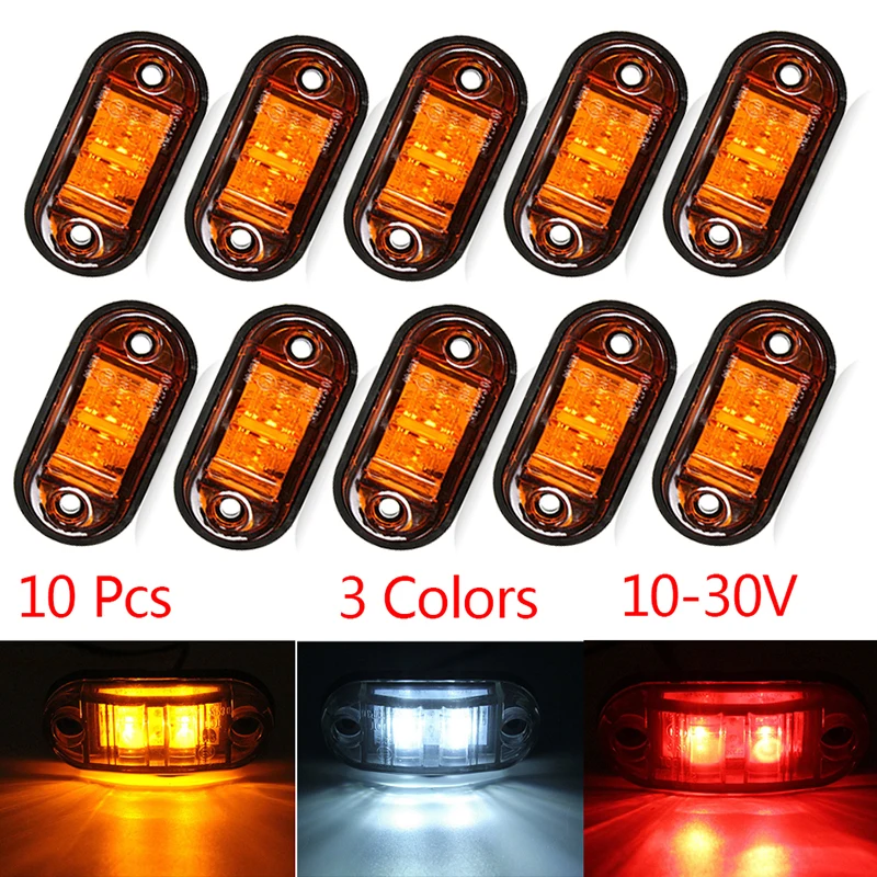 

10PCS Warning Light LED Trailer Yellow White Red 12V 24V LED Side Marker Lamp Truck Accesorios Parking Lights for Truck Parts