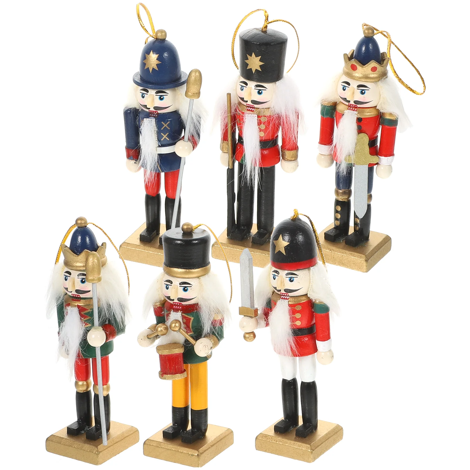 

6 Pcs Puppets Nutcracker Pendant Wooden Hanging Traditional Christmas Nutcrackers