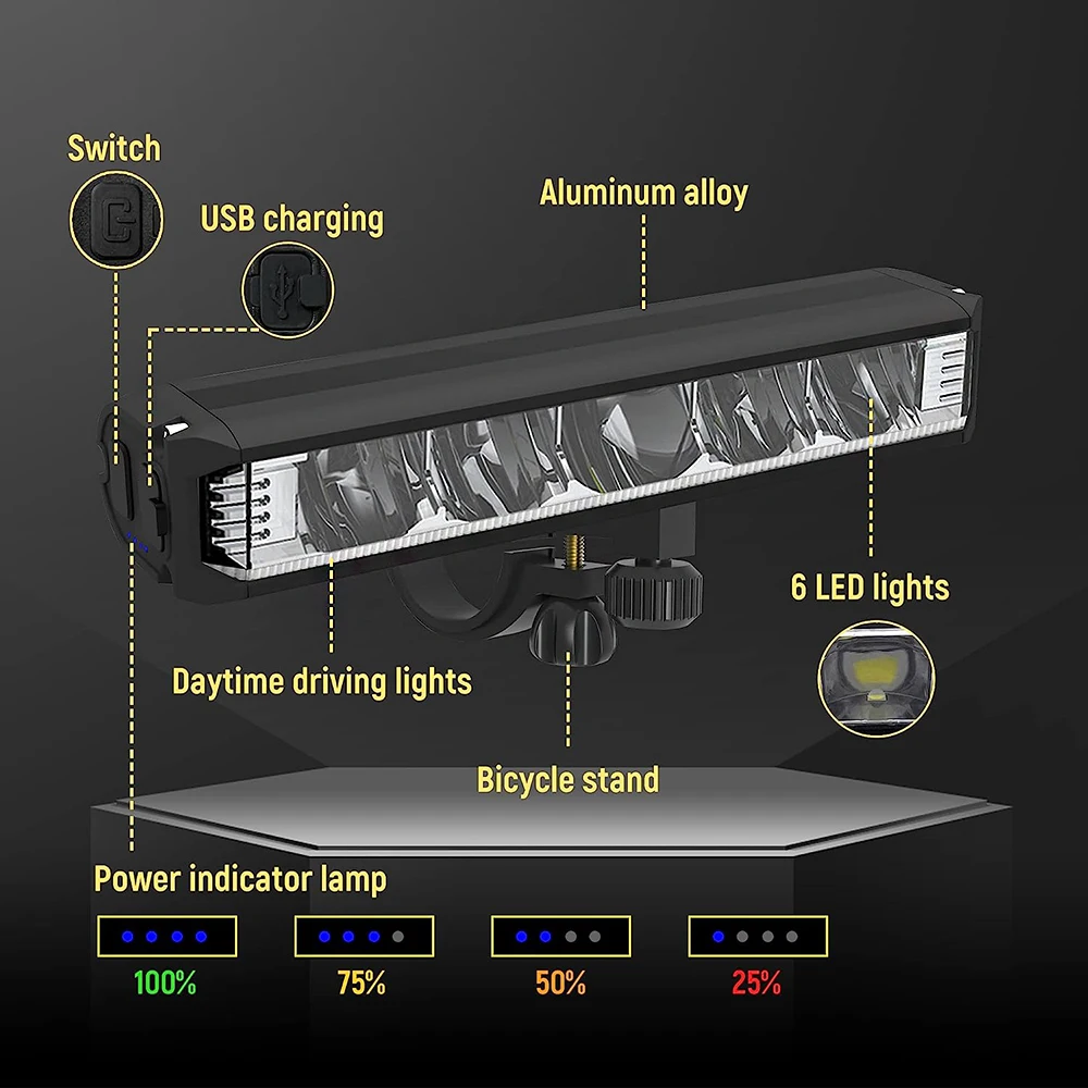 LISM 6000LM Bicycle Light Front 8000mAh Bike IPX5 Waterproof Flashlight USB Charging Headlight for MTB Road Cycling Lamp - купить по