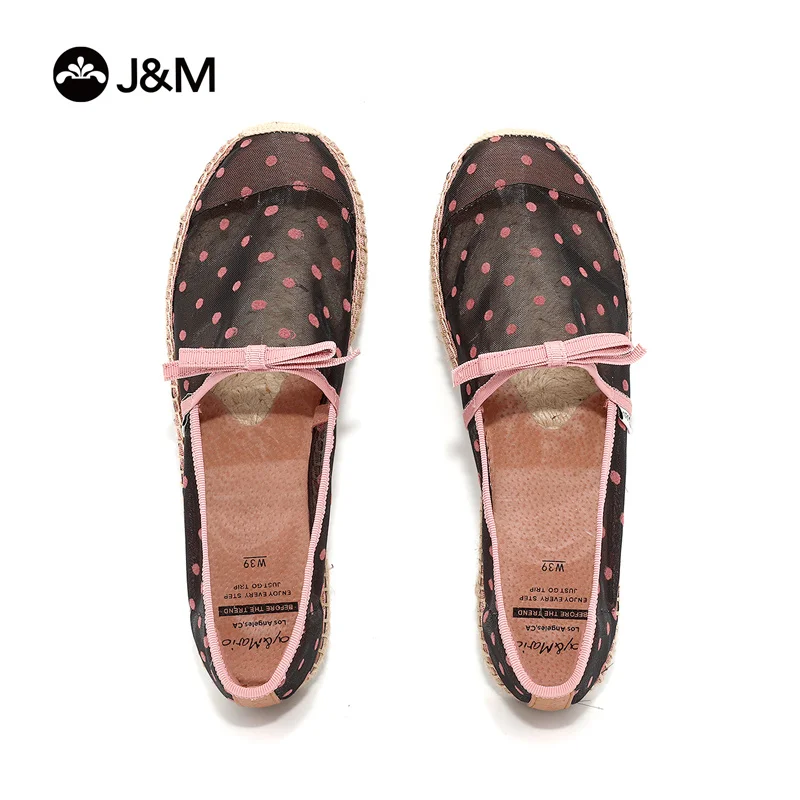 

Женские холщовые эспадрильи J & M с вышивкой, женские туфли в рыбацком стиле, летние лоферы с круглым носком на плоской подошве из пеньки, слип...