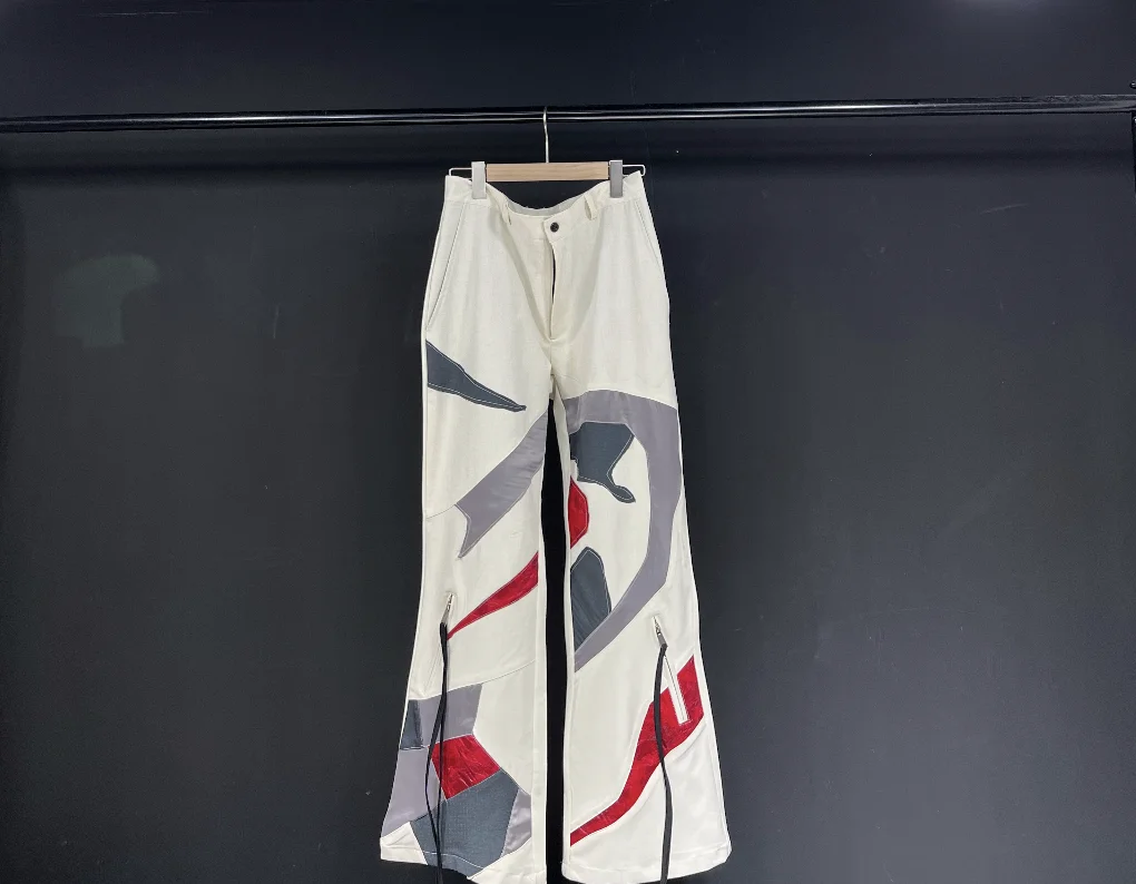 

SuperAen индивидуальные осенние бежевые расклешенные брюки прямые швабры Брюки повседневные Лоскутные цветные комбинированные женские брюки