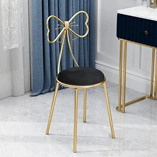 

Makeup Vanity Chair Stool,Cute Stool Chair Ottoman Bench Metal Bench Legs Gold Dining Chair for Kitchen Bedroom Living Room (Pi