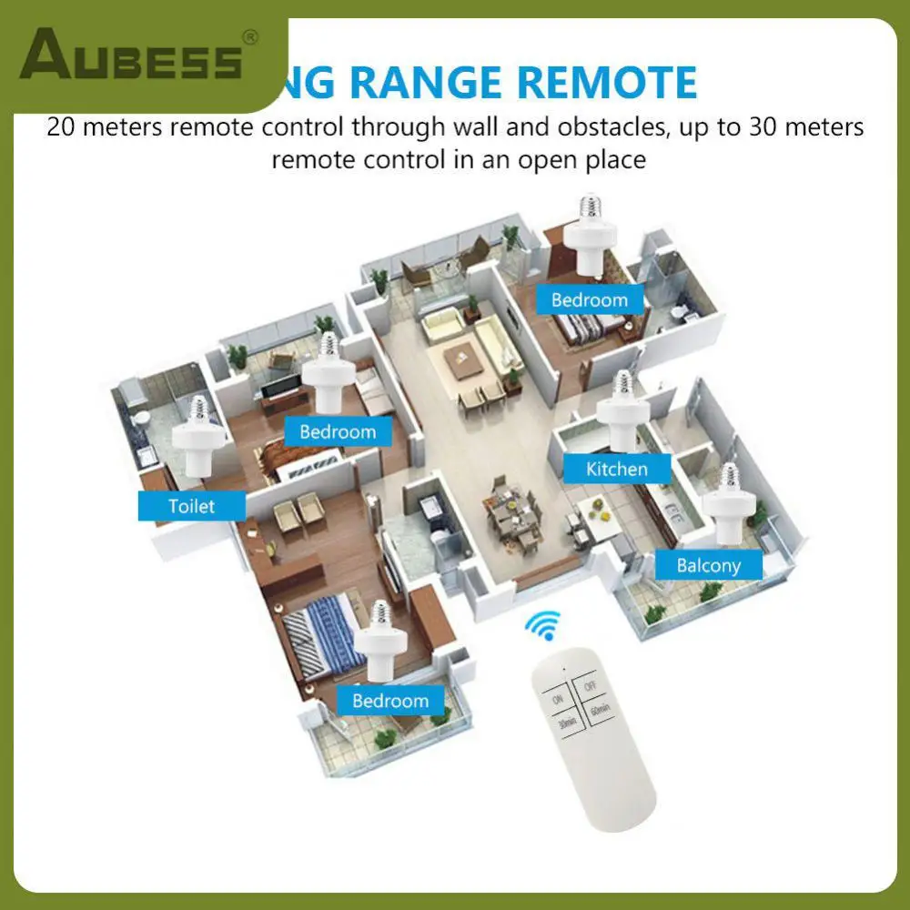 

110v 220v Bulb Base Holder Remote Control Smart Light Bulbs Adapter Smart Home With Remote Controller Wireless Remote Control