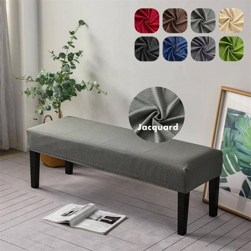 

Jacquard Piano Stool Cover Elastic Solid Color Long Ottoman Cover Stretch Footrest Bench Slipcover Shoes Seat Case Living Room