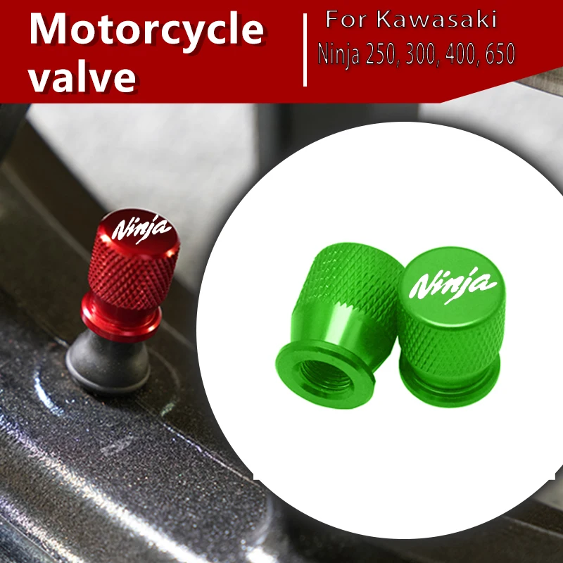 

NINJA Motorcycle Tire Valve Air Port Stem Cover Cap Plug CNC Aluminum Accessories for Kawasaki Ninja 250 300 400 650 2010-2019