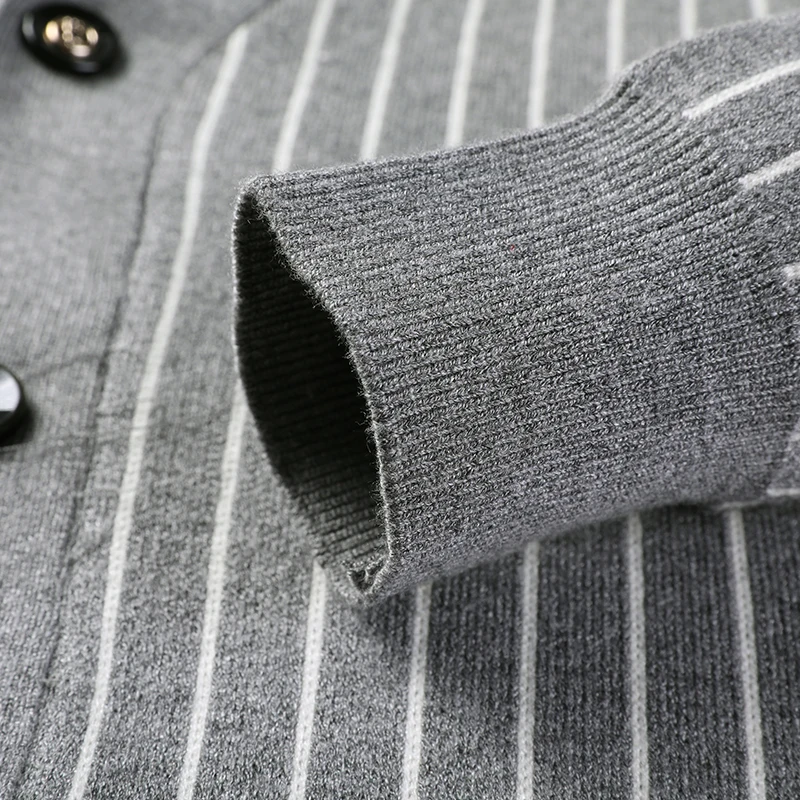 Мужской Жаккардовый свитер в полоску повседневный вязаный кардиган с длинными