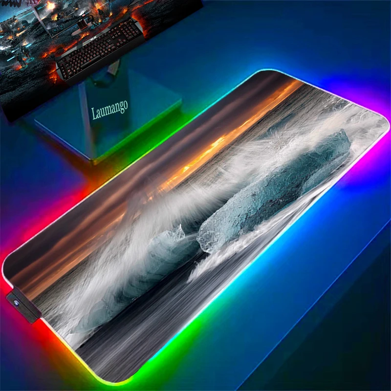 

Игровые коврики Sea Wave, большой коврик для мыши, RGB, компьютерный коврик для мыши 900x400, игровой коврик для клавиатуры, ковер, аксессуары для ман...