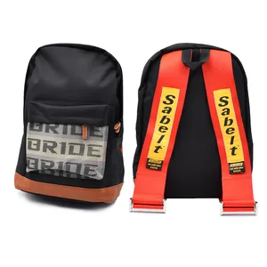 Imported JDM japan Style Bride Bag Racing Fabric Strap School Backpack Car Canvas Back pack