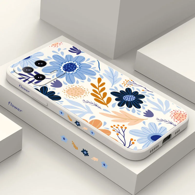 

Striped Flowers Phone Case For Xiaomi Mi 13 12 12X 12T 12S 11 11T Ultra 10 10T 9 9T 9SE 8 Pro Lite Liquid Silicone Cover