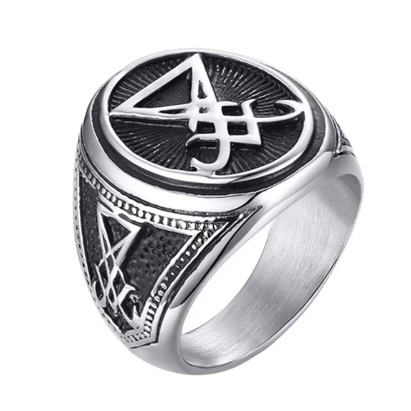 Новое Ретро модное кольцо-вывеска герметичное кольцо сатана байкера готическое