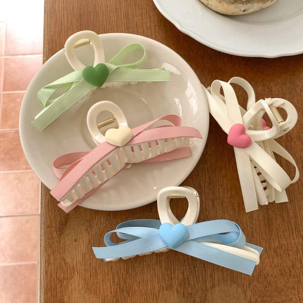 

Elegant Acrylic Hairpins Hairgrip Sweet Barrette Hair Accessories Heart Hair Claw Bath Clip Ribbon Hair Claw Shark Clip