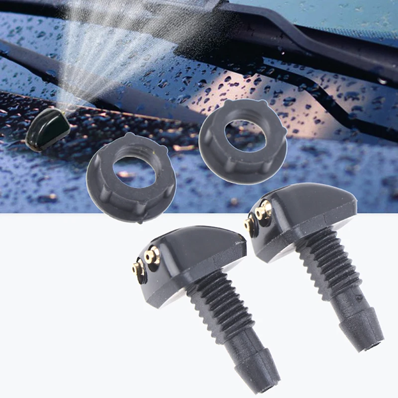 2 Pcs/Set Car Universal Front Windshield Wiper Nozzle Jet Sprayer Kits Sprinkler Water Fan Spout Cover Washer Outlet Adjustment