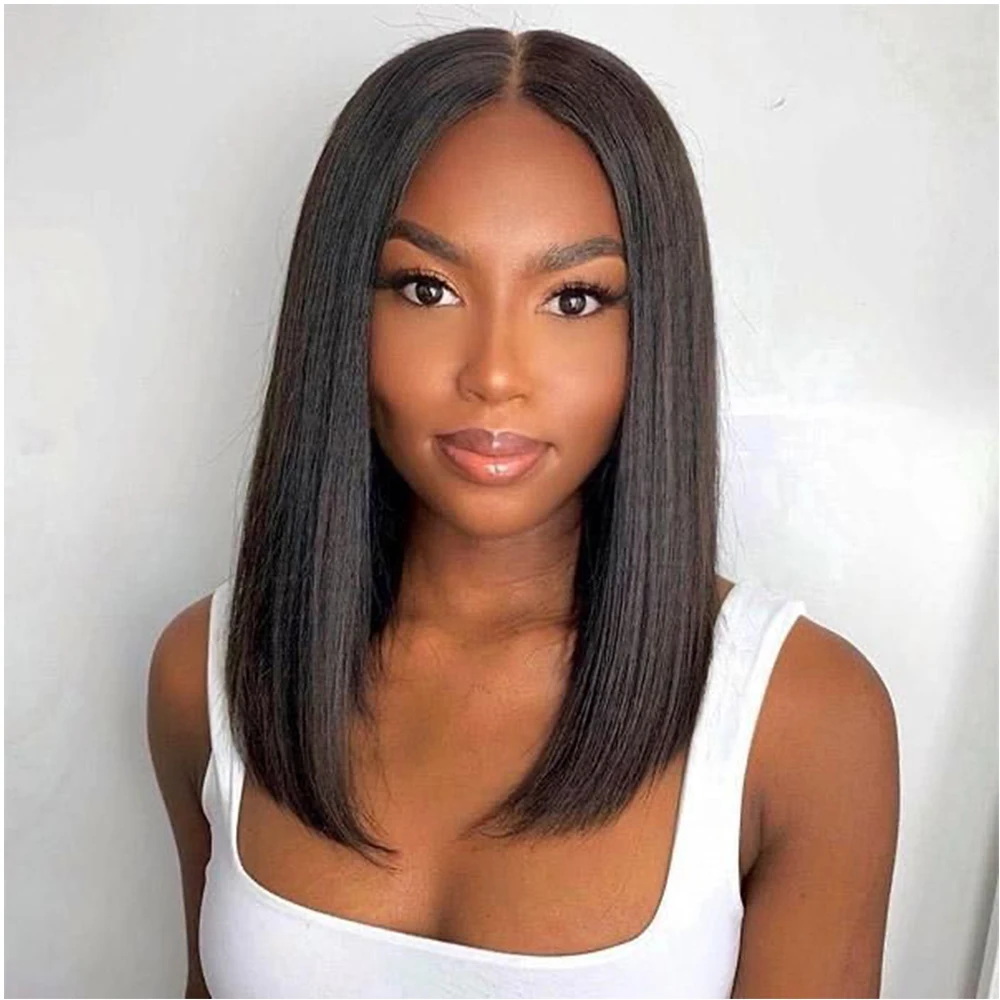 Фото Парик Wear And Go Straight Bob для женщин, человеческие волосы, плотность 350, 13 × 6 HD, прозрачный парик шнурка, 100% человеческие волосы, предварительно выщипанные, 8-14 дюймов №4