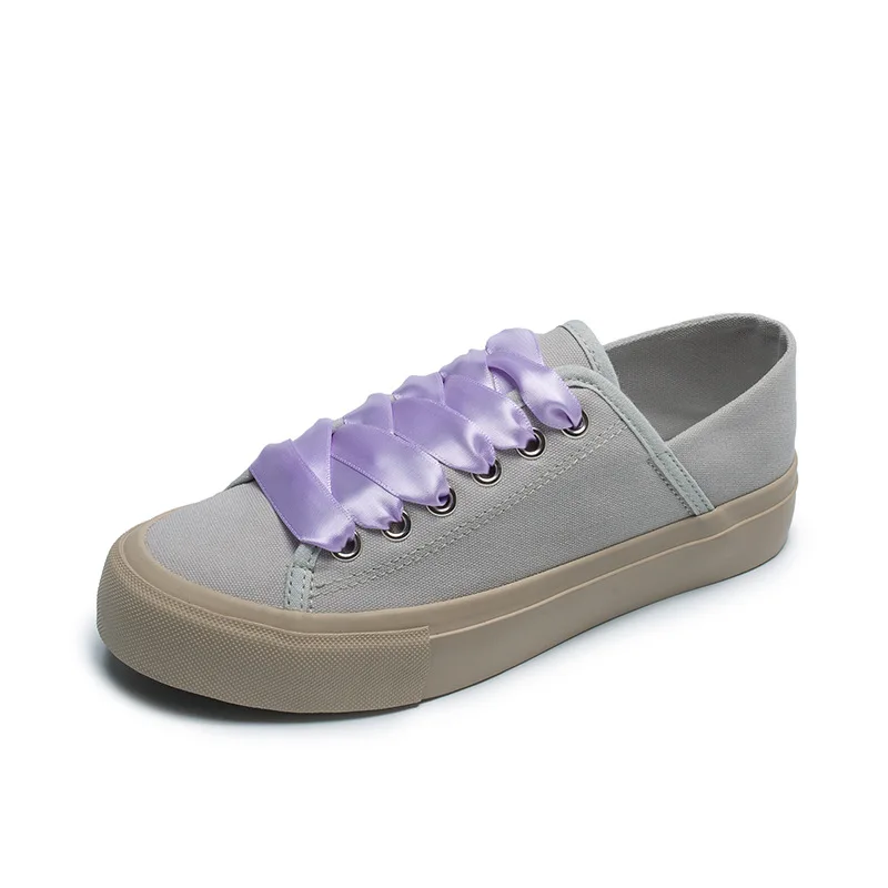 New Summer 2023 Lace Tied Canvas Shoes for Women Student Korean Version Versatile Flat Shoes Board Shoes Women's Casual Shoes