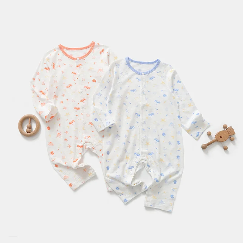 

2022 Newborn Spring/Summer Long Sleeve Printed Jumpsuit Comfortable Breathable Baby Romper