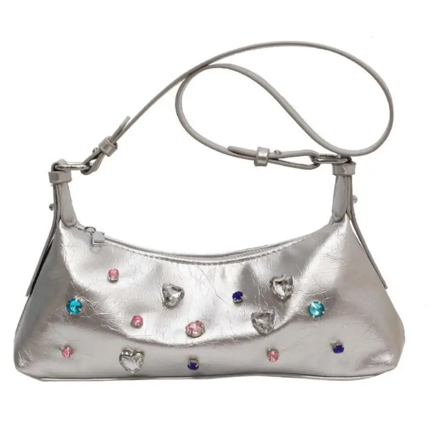 

2023 Luxury Designer Bag Fashion Diamonds Shoulder Bag Design Armpit Bags for Women New Small PU Leather Handbags Crossbody Bag