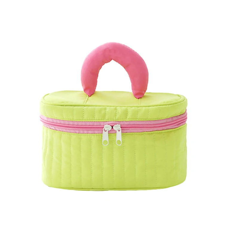 

New Design Macaron Bright Color Quilted Makeup Bag Cosmetic Bag Travelling Portable Square Patchwork Makeup Zipper Case