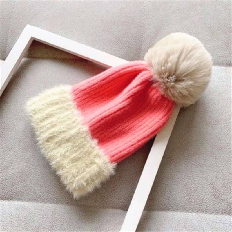 Шапка-бини из кроличьего меха Зимняя женская мягкая теплая вязаная шапка с