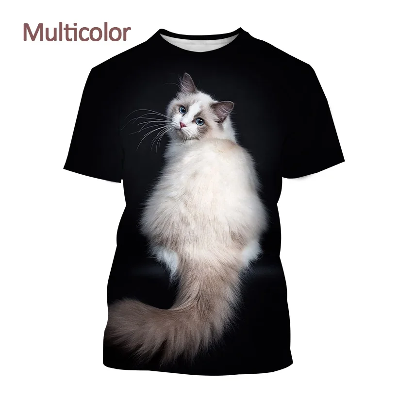 

2022 New Doll Cat 3D T-shirt Unisex Personalized Casual Short Sleeve Funny Kitty Print T-shirt