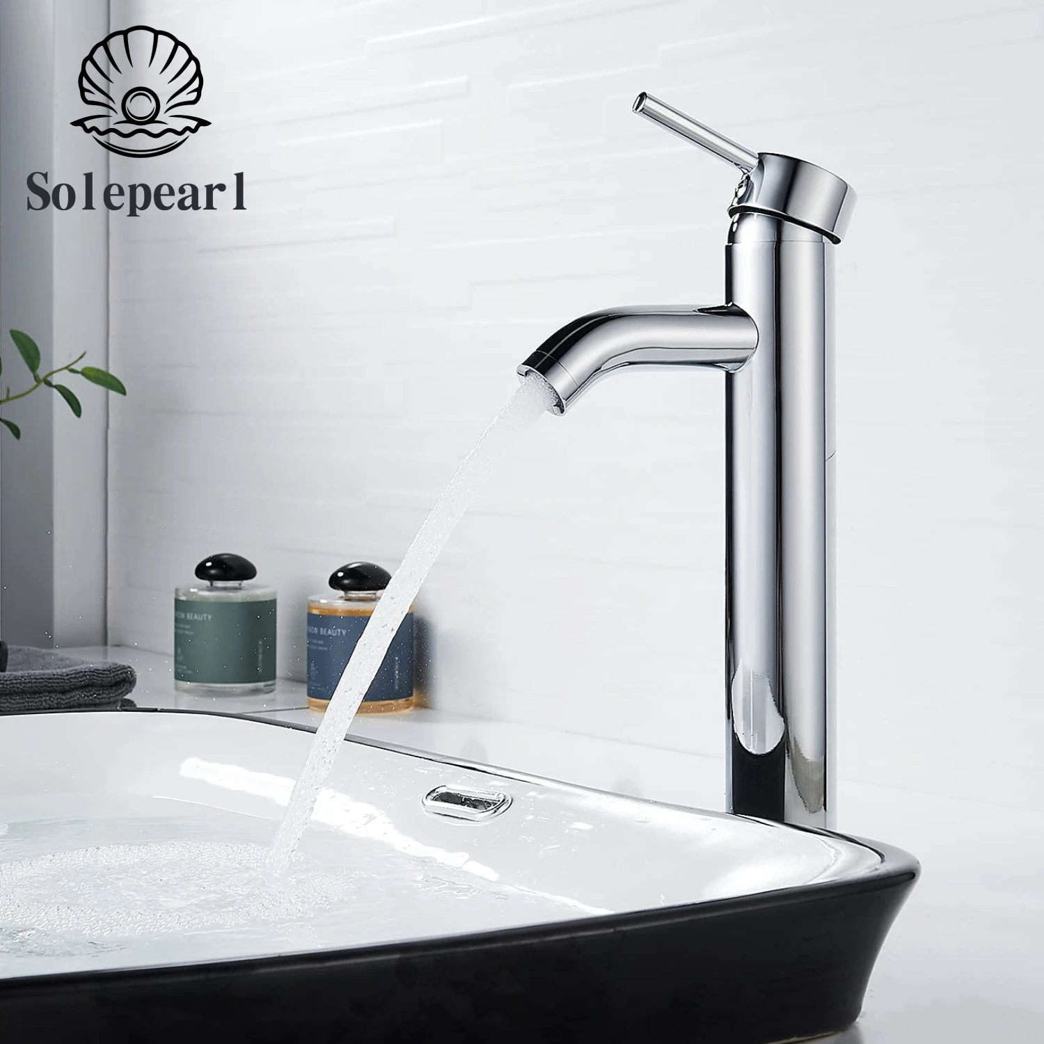

Solepearl Bathroom Basin Faucets Black Stainless Steel Cold Hot Water Faucet Basin Sink Tap Single Hole Waterfall Bath Tap