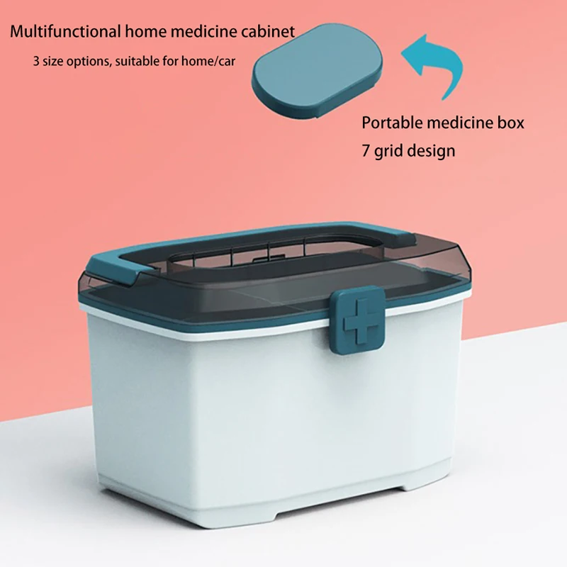 

Plastic Storage Box Medical Box Organizer Double-Layer Multi-Functional Portable Medicine Cabinet Family Emergency first aid kit