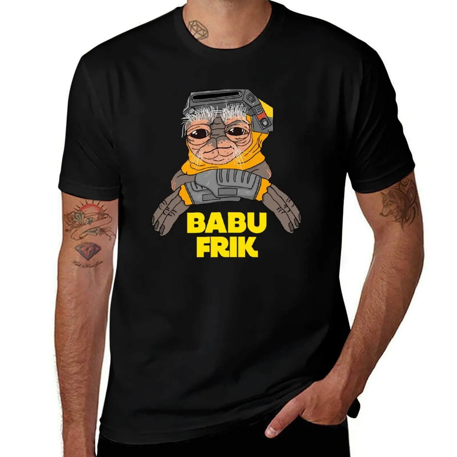 Фото Футболка Babu Frik с простым дизайном и коротким рукавом №1