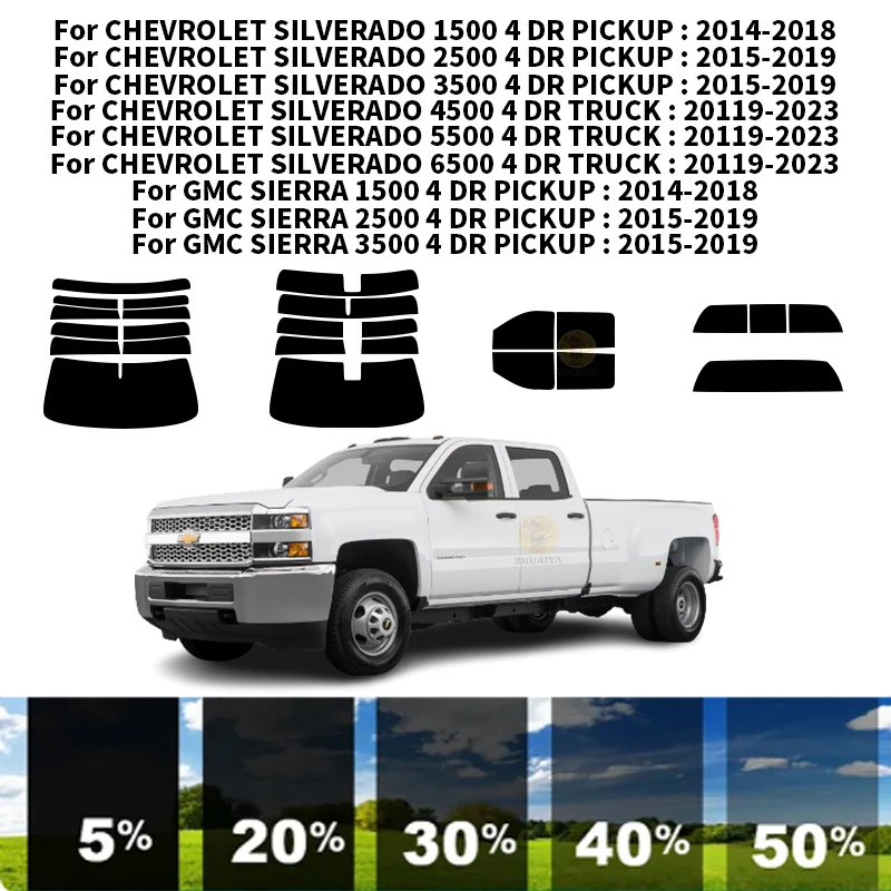 

Precut nanoceramics car UV Window Tint Kit Automotive Window Film For CHEVROLET SILVERADO 3500 4 DR PICKUP 2015-2019