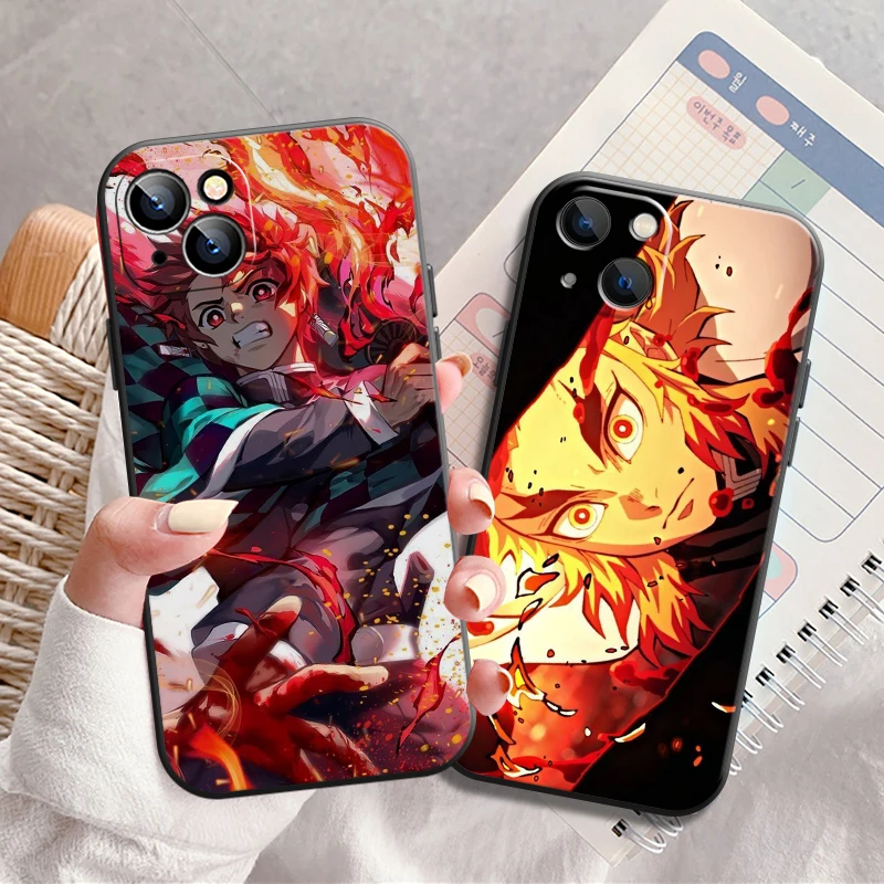 

Demon Slayer Anime Phone Case For iPhone X XS XR XS Max 11 11 Pro 12 12 Pro Max For iPhone 12 13 Mini Funda Black Soft