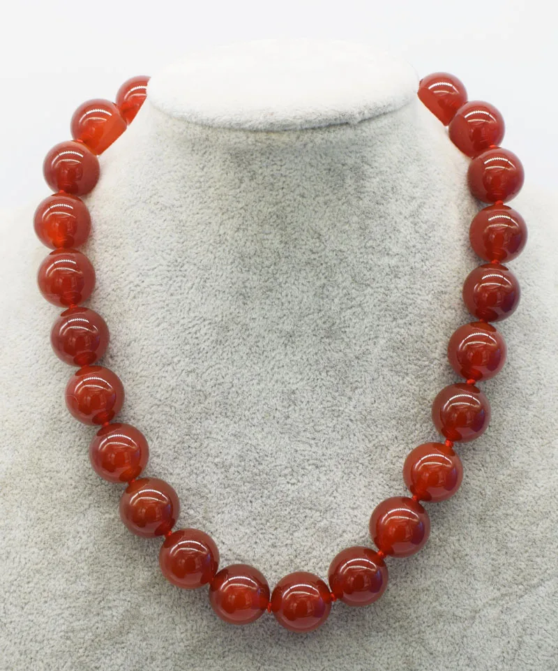 

wholesale 16mm red agate round necklace 18inch nature beads