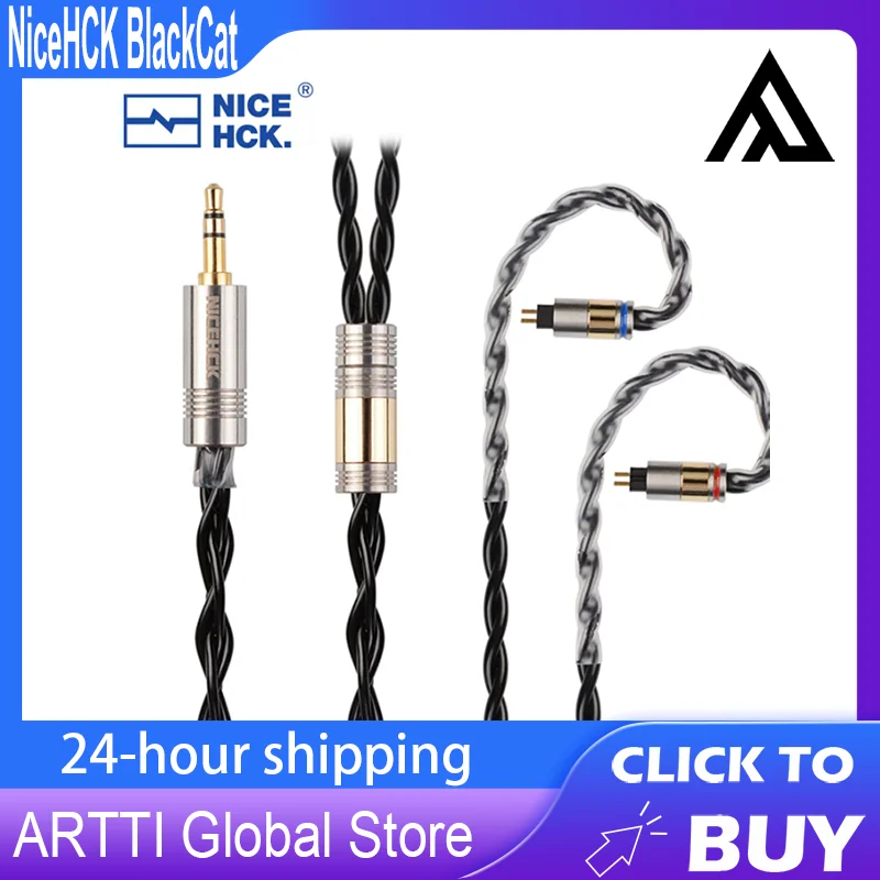 

NiceHCK BlackCat Wired Earphone Cable Zinc Copper Alloy Oil Soaked Upgrade Wire 3.5/2.5/4.4mm MMCX/0.78mm/QDC/N5005 for M5 IE200