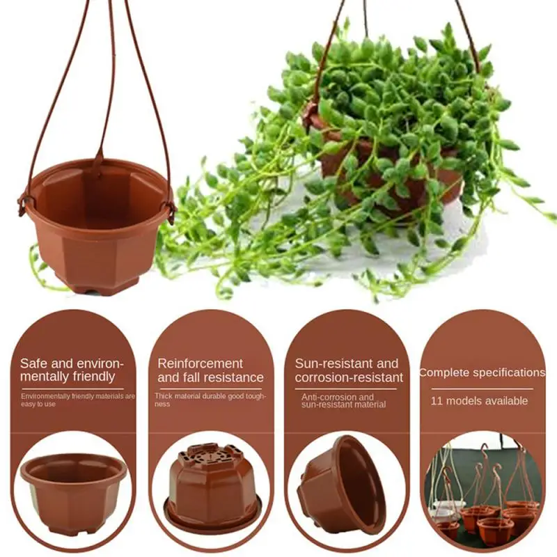 

5Set Chlorophytum Pot Circle Vase Wall Garden Pot Breathable Basin Balcony Planters Plastic Planter Octagonal Hanging Basket