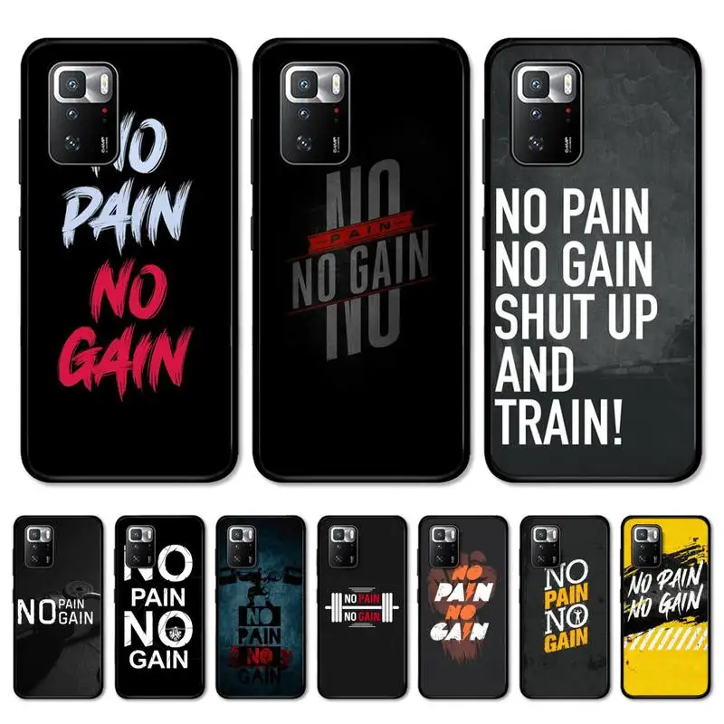 

No Pain No Gain Gym Fitness Phone Case for Redmi 5 6 7 8 9 A 5plus K20 4X S2 GO 6 K30 pro