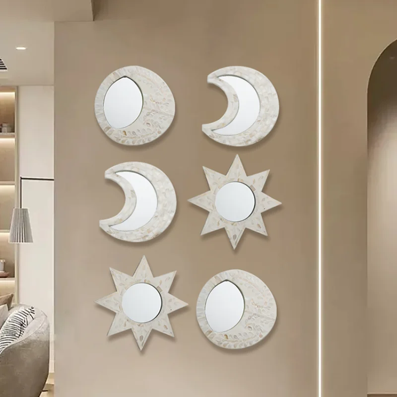 

Creative Shell Moon Star Star Wall Hanging Mirror Decoration Irregular Hotel Background Wall Hanging Mirror Home Accessories New