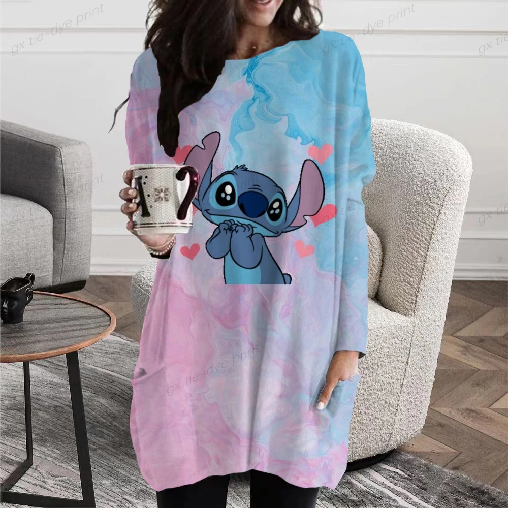 

Disney Stitch Long Sleeve Plus Size Tops Women TShirts Ladies Tops 2022 T Shirt Printing Autumn Spring Female Clothing Femme
