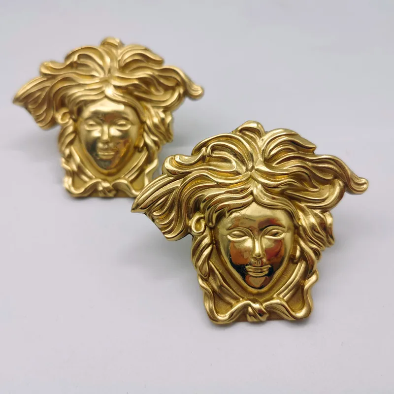 

Hot Furniture Handles Knobs Pure Copper Portrait Drawer Pulls Kitchen Cabinet Door Wardrobe Locker Cupboard Handle Hardware