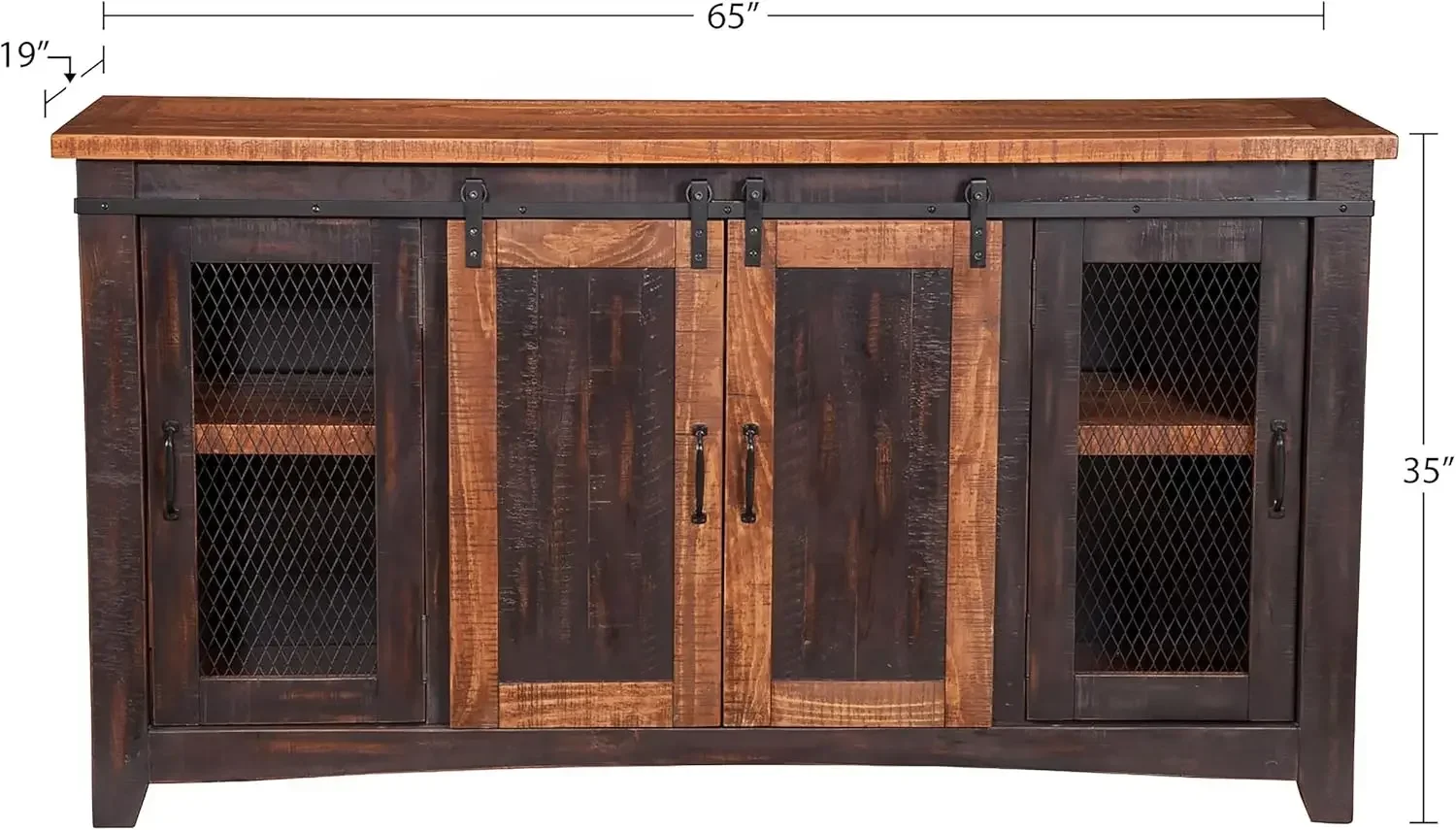 Santa Fe 70-дюймовая подставка для телевизора из цельного дерева античная черная и