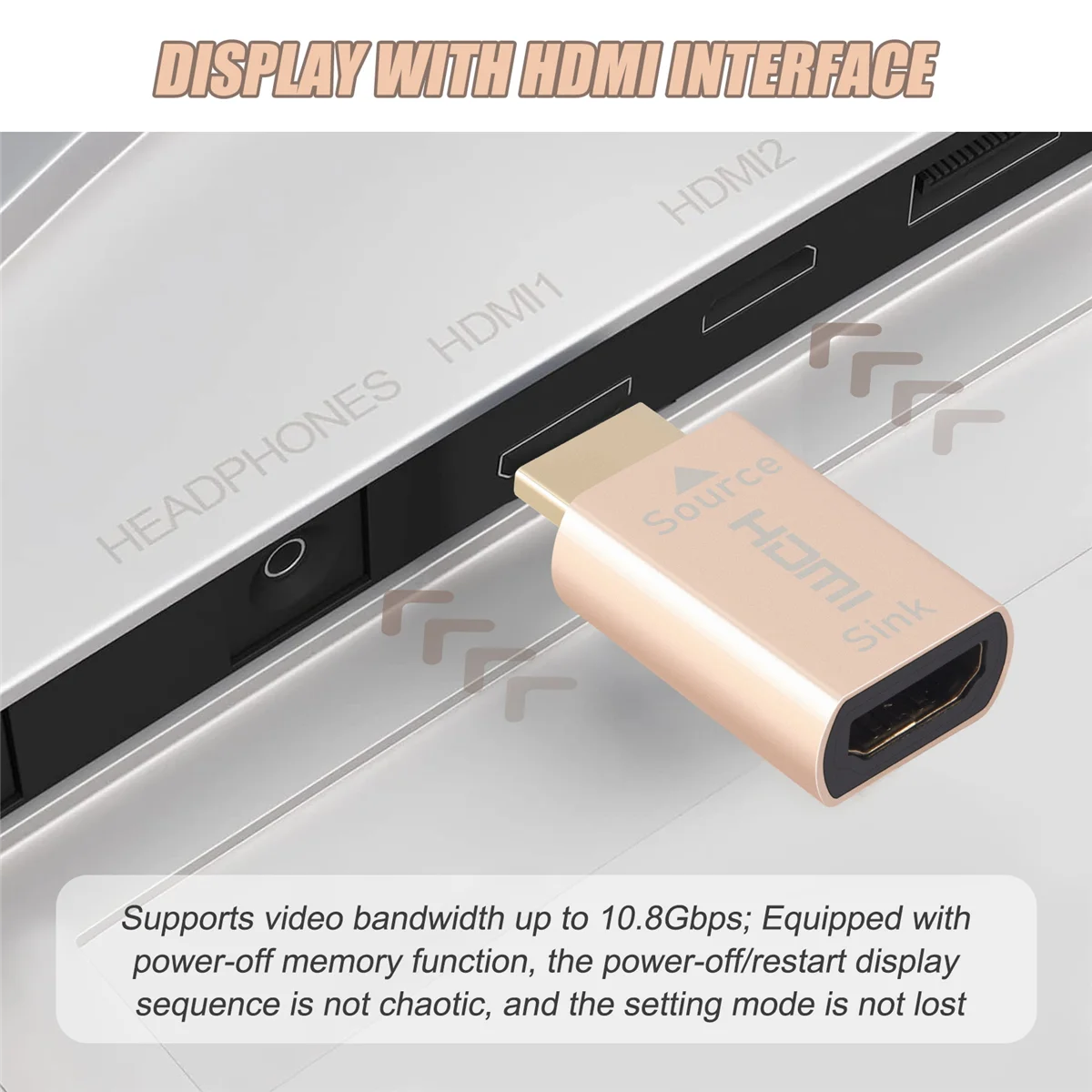 Держатель сигнала экрана блокировки HDMI KVM Виртуальный адаптер HDMI2.0 EDID DDC Заглушка