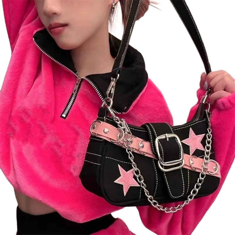 Прохладная темная сумка Harajuku с ремешком женская через плечо модная
