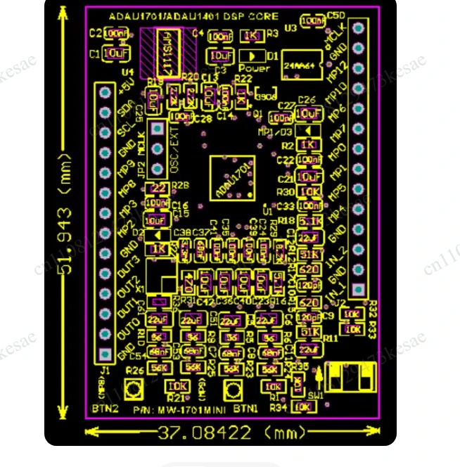 Фото Модуль разработки аудиопроцессора ADAU1701 ADAU1401 DSP Mini Core Board SigmaDSP №1