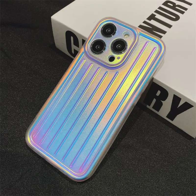Цветной лазерный чехол для iPhone 14 ProMax 13 11 12 Pro Max Plus противоударный бампер Роскошный