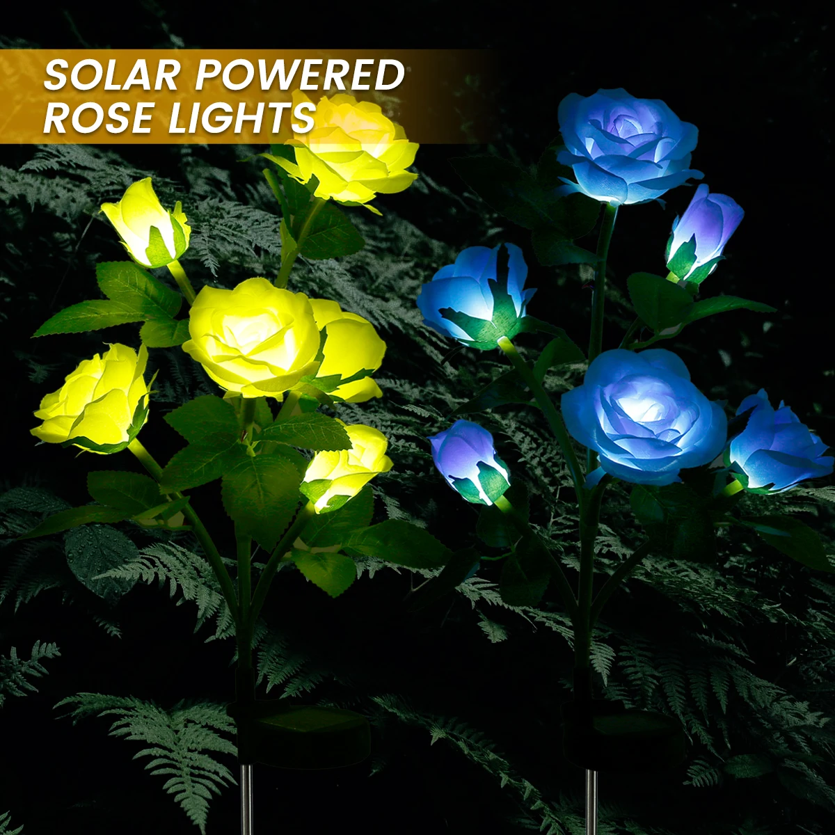 New Solar Powered LED Rose Flower Lights Garden Decorative Stake Lights IP65 Waterproof Outdoor Solar Garden Lights Solar
