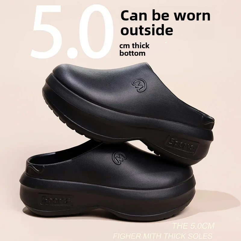 Сандалии женские на толстой подошве легкие Нескользящие высокий каблук кухонная