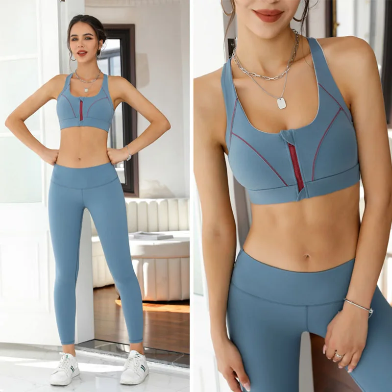 

New Two Piece Yoga Gym Set Outfits Leggings For Woman Sport Workout Fitness Women's Tracksuit Sportwear Sports Clothes New 2022