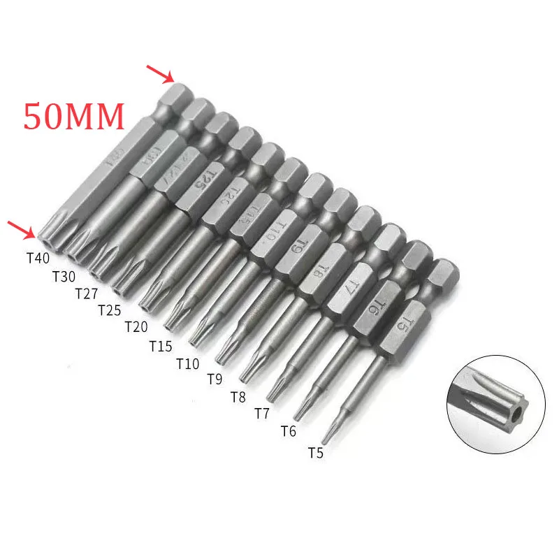

Набор бит Torx из 11 предметов, высокоуглеродистая сталь, T5-T40