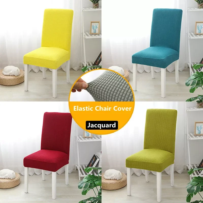 

Color Dining Chair Cover Jacquard Spandex Slipcover Protector Stretch Case for Kitchen Chair Seat Hotel Banquet Elastic