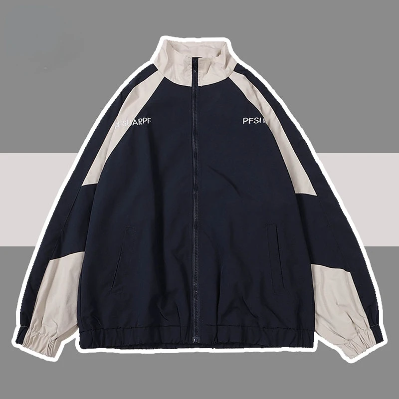 

Куртка в стиле хип-хоп для мужчин и женщин, ветровка контрастных цветов в стиле пэчворк, тонкая Модная студенческая куртка, весна-осень