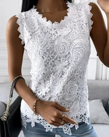 sexy blouse sleeveless lace tank tops for women summer solid colour elegant shirts fashion streetwear vest slim womens tops